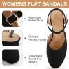 image:imageEcetana Womens Flats Sandals Dressy Summer Comfortable Casual Fashion Round Toe Slingback Shoes with Buckle Ankle StrapBlack