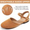image:imageEcetana Womens Flats Sandals Dressy Summer Comfortable Casual Fashion Round Toe Slingback Shoes with Buckle Ankle StrapBrown