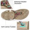 image:imageEcetana Womens Sandals Dressy Flat with Bohemian Beaded Comfortable Casual Summer Slip On Ankle Elastic Thong Shoes