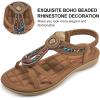 image:imageEcetana Womens Sandals Dressy Summer Comfortable Slip On Bohemian Flats Sandals Beach Shoes for WalkingBrown