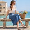 image:imageEcetana Womens Sandals Dressy Summer Comfortable Slip On Bohemian Flats Sandals Beach Shoes for WalkingWhite
