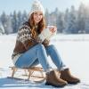 image:imageEcetana Womens Snow Boots Winter Shoes Ankle Booties Warm Fur Lined Waterproof NonSlip Boots for WomenKhaki