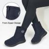 image:imageEcetana Womens Snow Boots for Winter Ankle Waterproof Booties with Fur Lined Warm Comfortable Shoes Anti Slip Outdoor Zipper BootsBlue