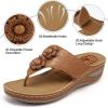 image:imageEcetana Womens Wedge Sandals Dressy 2026 Comfortable Casual Summer Flip Flops Walking Platform Slides ShoesBrown