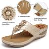 image:imageEcetana Womens Wedge Sandals Dressy 2026 Comfortable Casual Summer Flip Flops Walking Platform Slides ShoesGold