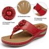 image:imageEcetana Womens Wedge Sandals Dressy 2026 Comfortable Casual Summer Flip Flops Walking Platform Slides ShoesRed