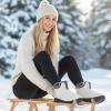 image:imageEcetana Womens Winter Boots Snow Shoes 2025 Waterproof Warm Fur Lined Booties Slip on Ankle Boots for WalkingBeige
