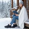 image:imageEcetana Womens Winter Boots Snow Shoes 2025 Waterproof Warm Fur Lined Booties Slip on Ankle Boots for WalkingBlack