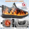 image:imageEcetana Womens Winter Boots Snow Shoes 2025 Waterproof Warm Fur Lined Booties Slip on Ankle Boots for WalkingBlack
