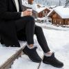 image:imageEcetana Womens Winter Boots Snow Shoes 2025 Waterproof Warm Fur Lined Booties Slip on Ankle Boots for WalkingBlack