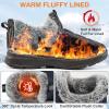 image:imageEcetana Womens Winter Boots Snow Shoes 2025 Waterproof Warm Fur Lined Booties Slip on Ankle Boots for WalkingBlue