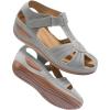 image:imageDUOYANGJIASHA Womens Closed Toe Sandals Dressy Summer 2026 Fisherman Flat Sandals Ankle Strap Comfortable Causal Wedge ShoesGrey