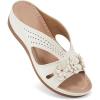 image:imageEcetana Sandals for Women Wedge Shoes Slip On Dressy Summer Comfortable Slides Sandals 2026 Casual Memory Foam Platform ShoesWhite