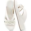 image:imageEcetana Sandals for Women Wedge Slides Dressy Summer Comfortable Memory Foam Slip on Casual Platform ShoesWhite