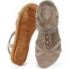 image:imageEcetana Womens Flats Sandals Dressy Summer Boho Comfortable Casual Ankle Strap Non Slip Rhinestone ShoesBeige