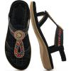 image:imageEcetana Womens Sandals Dressy Summer Comfortable Slip On Bohemian Flats Sandals Beach Shoes for WalkingBlack