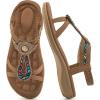 image:imageEcetana Womens Sandals Dressy Summer Comfortable Slip On Bohemian Flats Sandals Beach Shoes for WalkingBrown