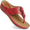 image:imageEcetana Womens Wedge Sandals Dressy 2026 Comfortable Casual Summer Flip Flops Walking Platform Slides ShoesRed