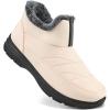image:imageEcetana Womens Winter Boots Snow Shoes 2025 Waterproof Warm Fur Lined Booties Slip on Ankle Boots for WalkingBeige