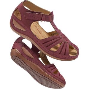 image:imageDUOYANGJIASHA Womens Closed Toe Sandals Dressy Summer 2026 Fisherman Flat Sandals Ankle Strap Comfortable Causal Wedge ShoesWinered