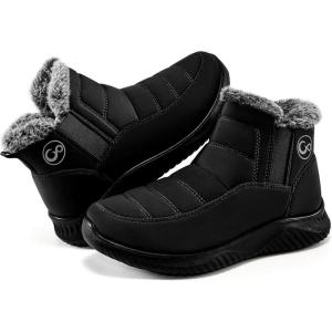 image:imageEcetana Womens Snow Boots Winter Shoes Ankle Booties Warm Fur Lined Waterproof NonSlip Boots for WomenBlack