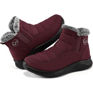 image:imageEcetana Womens Snow Boots Winter Shoes Ankle Booties Warm Fur Lined Waterproof NonSlip Boots for WomenWinered