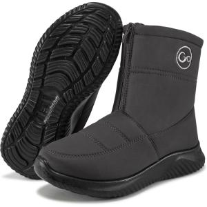 image:imageEcetana Womens Snow Boots for Winter Ankle Waterproof Booties with Fur Lined Warm Comfortable Shoes Anti Slip Outdoor Zipper BootsGrey