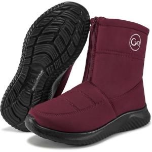 image:imageEcetana Womens Snow Boots for Winter Ankle Waterproof Booties with Fur Lined Warm Comfortable Shoes Anti Slip Outdoor Zipper BootsWinered