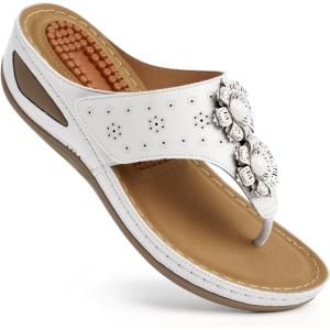image:imageEcetana Womens Wedge Sandals Dressy 2026 Comfortable Casual Summer Flip Flops Walking Platform Slides ShoesBeige
