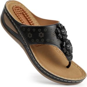 image:imageEcetana Womens Wedge Sandals Dressy 2026 Comfortable Casual Summer Flip Flops Walking Platform Slides ShoesBlack
