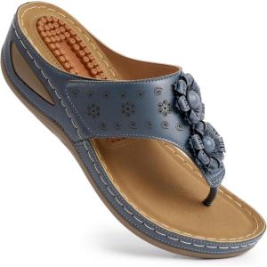 image:imageEcetana Womens Wedge Sandals Dressy 2026 Comfortable Casual Summer Flip Flops Walking Platform Slides ShoesBlue