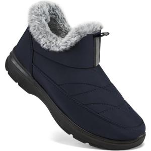 image:imageEcetana Womens Winter Boots Snow Shoes 2025 Waterproof Warm Fur Lined Booties Slip on Ankle Boots for WalkingBlue
