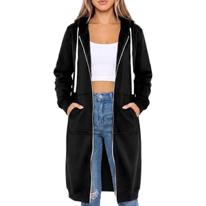 image:imageDUOYANGJIASHA Womens Zip Up Hoodies Long Fleece Sweatshirt with PocketsBlack