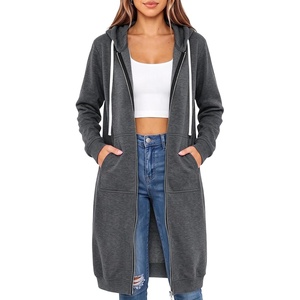 image:imageDUOYANGJIASHA Womens Zip Up Hoodies Long Fleece Sweatshirt with PocketsDark Grey