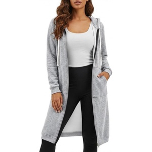 image:imageDUOYANGJIASHA Womens Zip Up Hoodies Long Fleece Sweatshirt with PocketsGrey