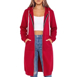 image:imageDUOYANGJIASHA Womens Zip Up Hoodies Long Fleece Sweatshirt with PocketsRed